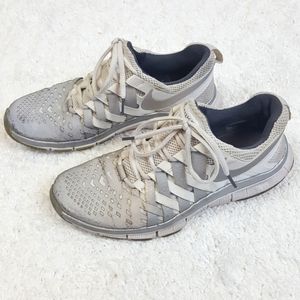 Nike Free Trainer 5.0 weave white silver finger trap training shoes mens size 9